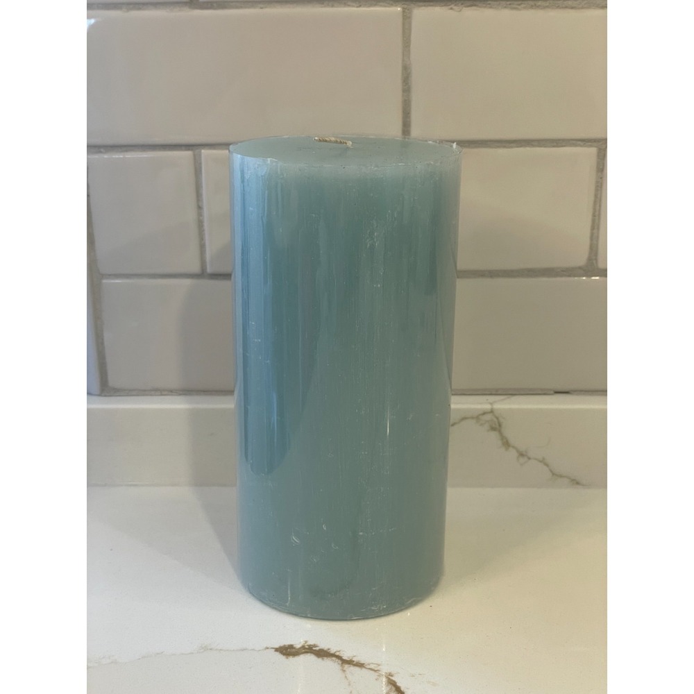 Crate‎ & Barrel Tupelo Pillar Candle 3" x 6" Light Blue Single Wick Large New